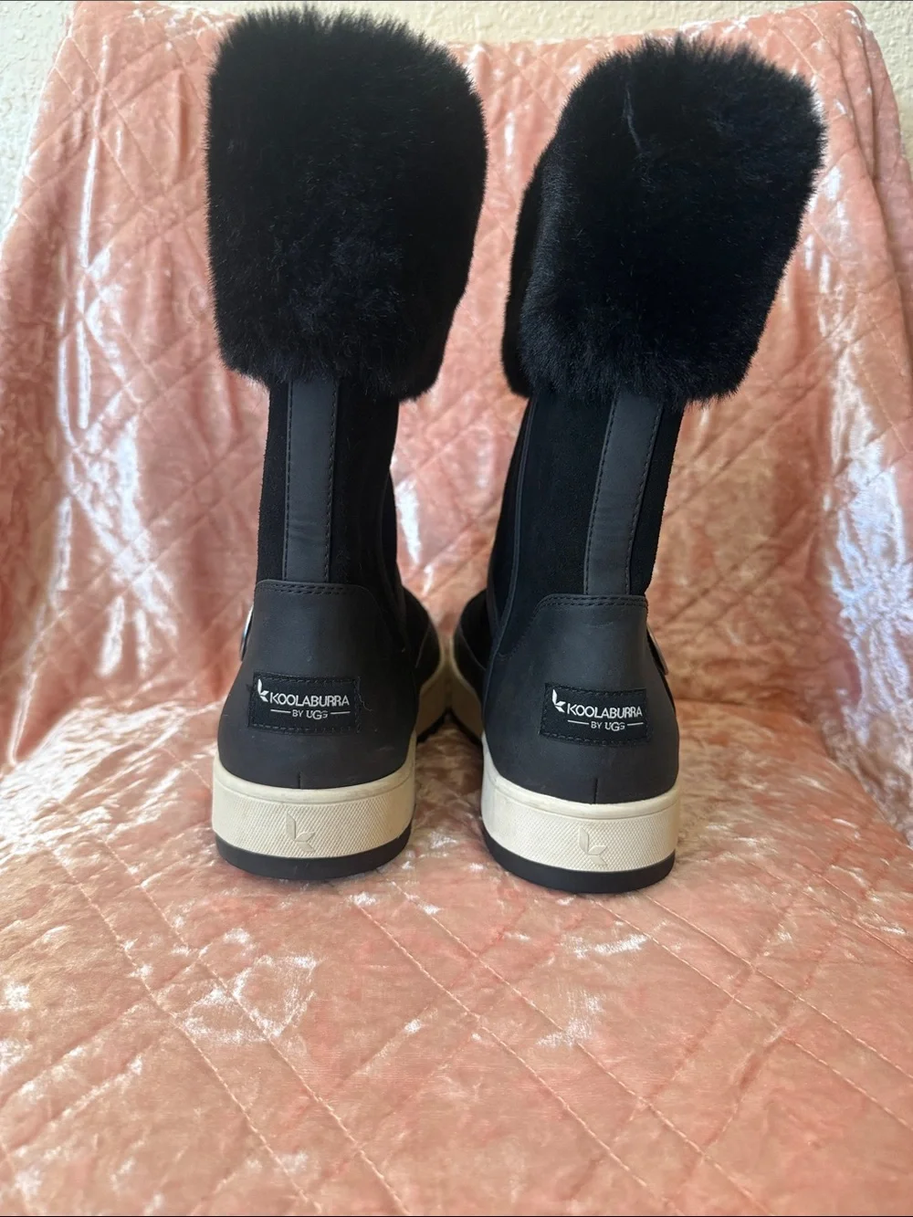Koolaburra Black Fur-Trim Platform Winter Boots